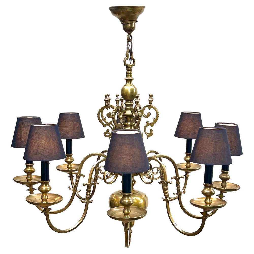 Art Deco Chandelier in Brass, 1930 for sale at Pamono