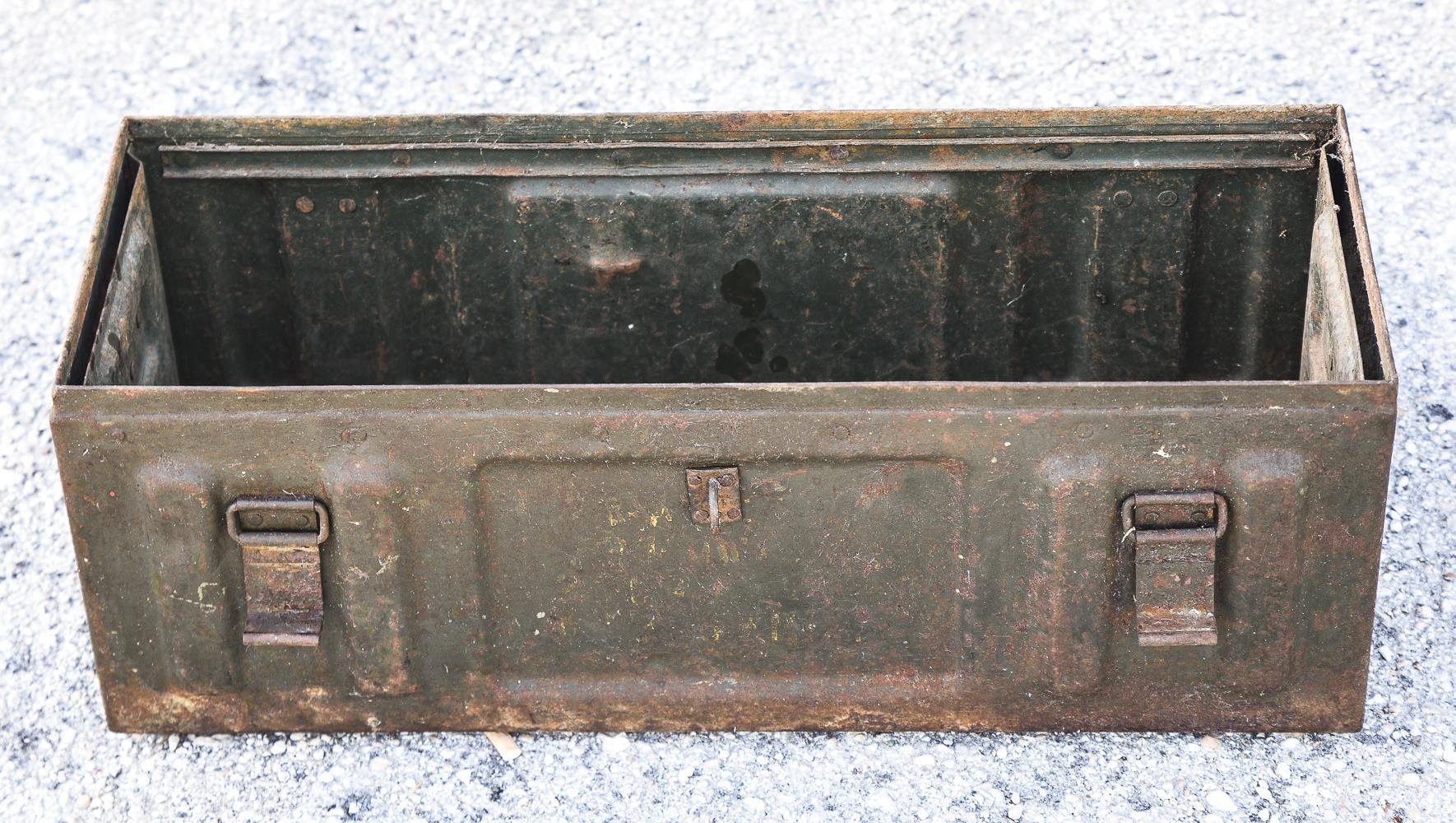 Vintage Metal Military Trunk, 1940s for sale at Pamono