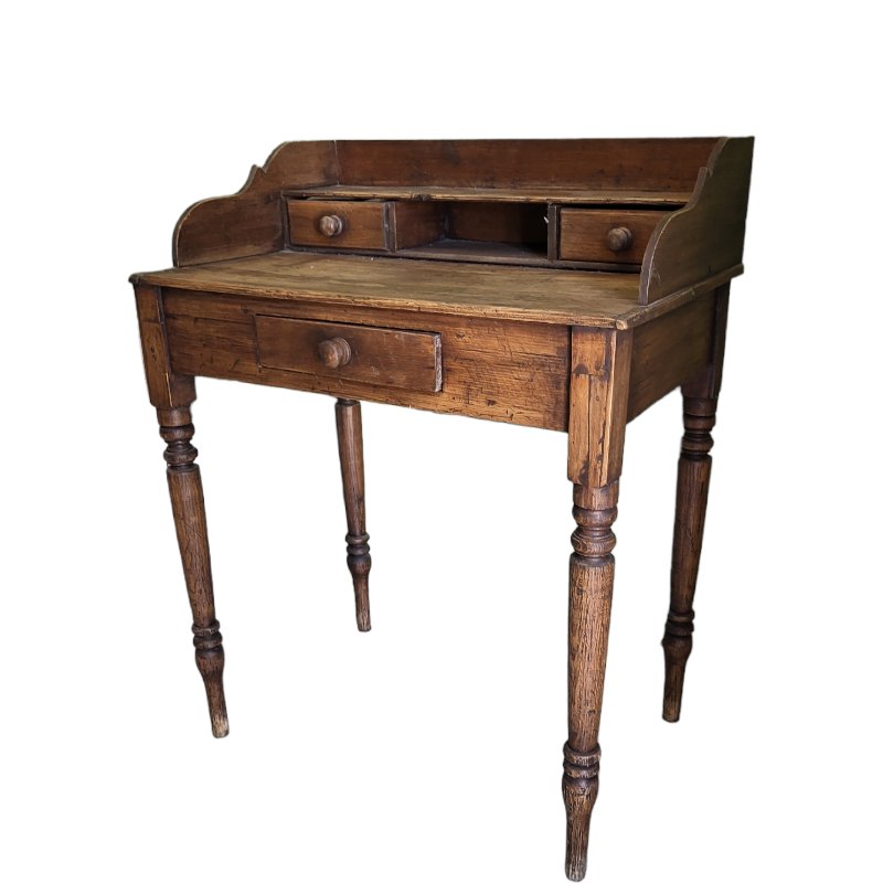 Spanish Desktop with Turned Legs and Three Drawers for sale at Pamono