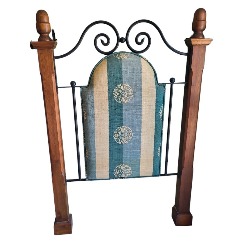 Spanish Headboards in Wood and Wrought Iron, 1980s, Set of 2 for sale