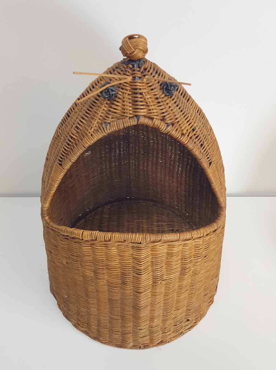 Vintage Figural Basket in Wicker by Olivier Cajun, 1960s, Set of 2 for
