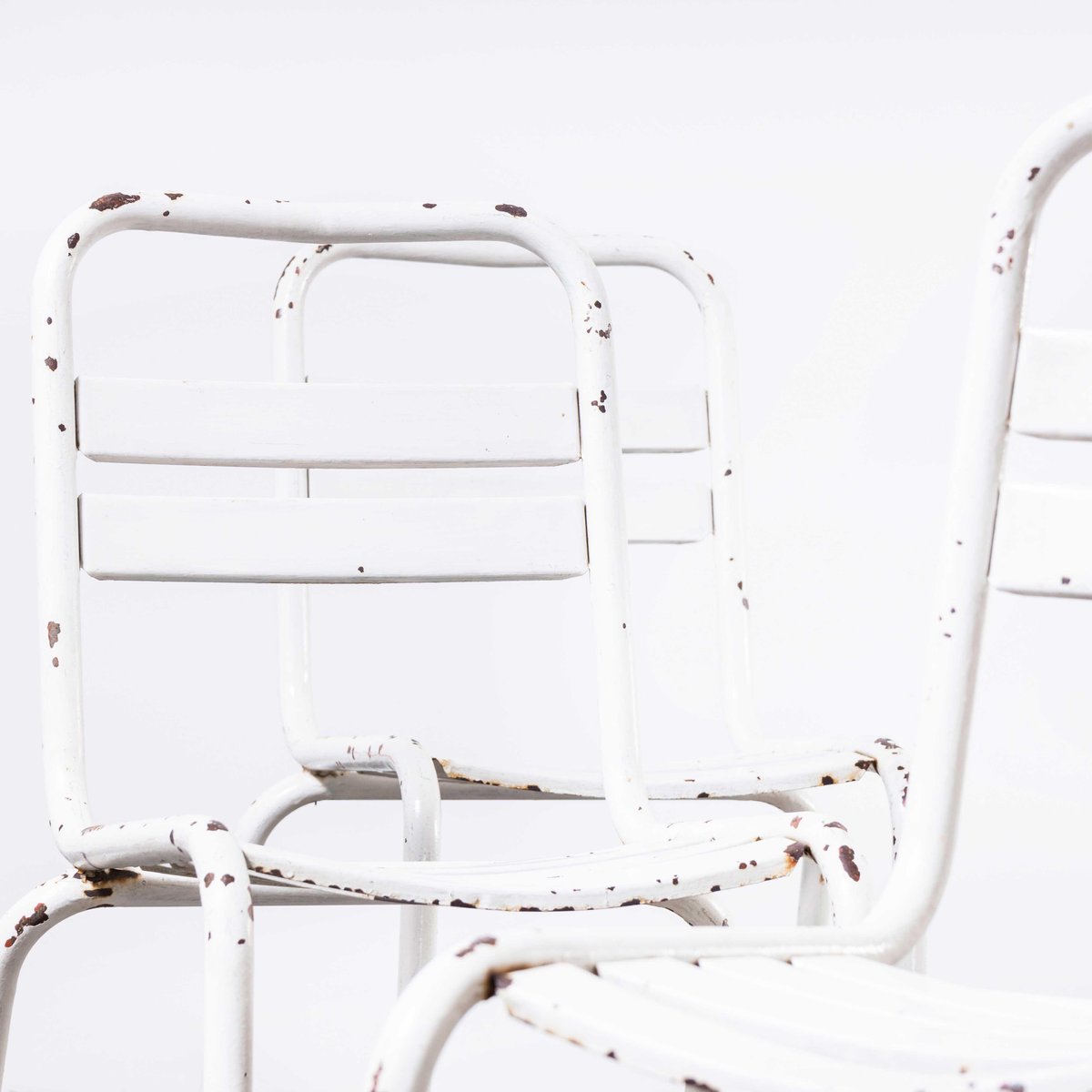 French White T2 Dining Chairs in Metal from Tolix, 1950s, Set of 5 for