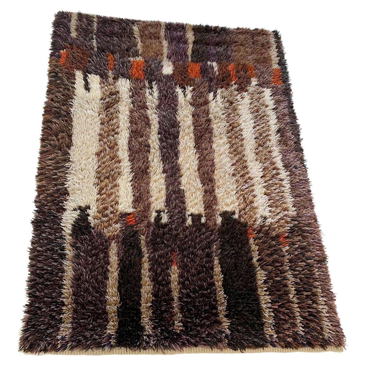 Abstract High Pile Rya Rug, Finland, 1960s for sale at Pamono