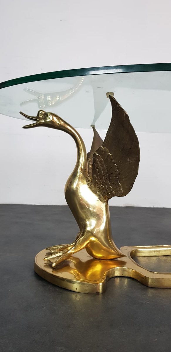 Brass Swan Coffee Table, 1970s for sale at Pamono