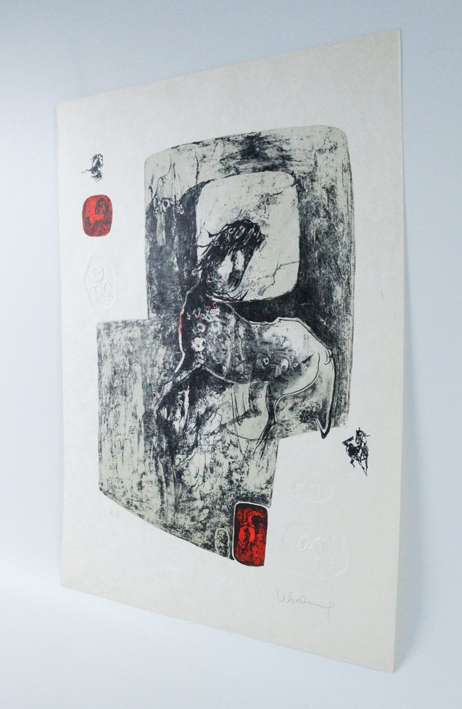 Lithographie Originale Signée Lê Bá Đảng - Chevaux - Épreuve D'essai - Art Vietnamien