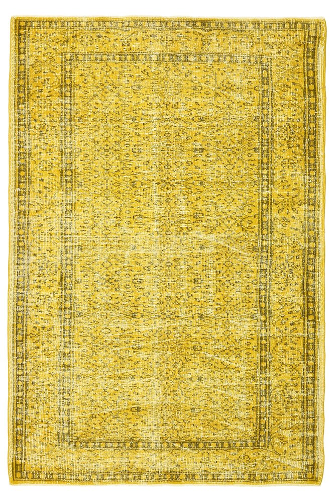 Vintage Turkish Yellow Brown Wool Rug for sale at Pamono