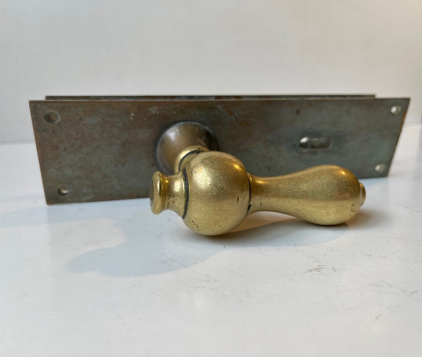 Bauhaus Bronze and Brass Era Door Handle Set, 1930s for sale at Pamono