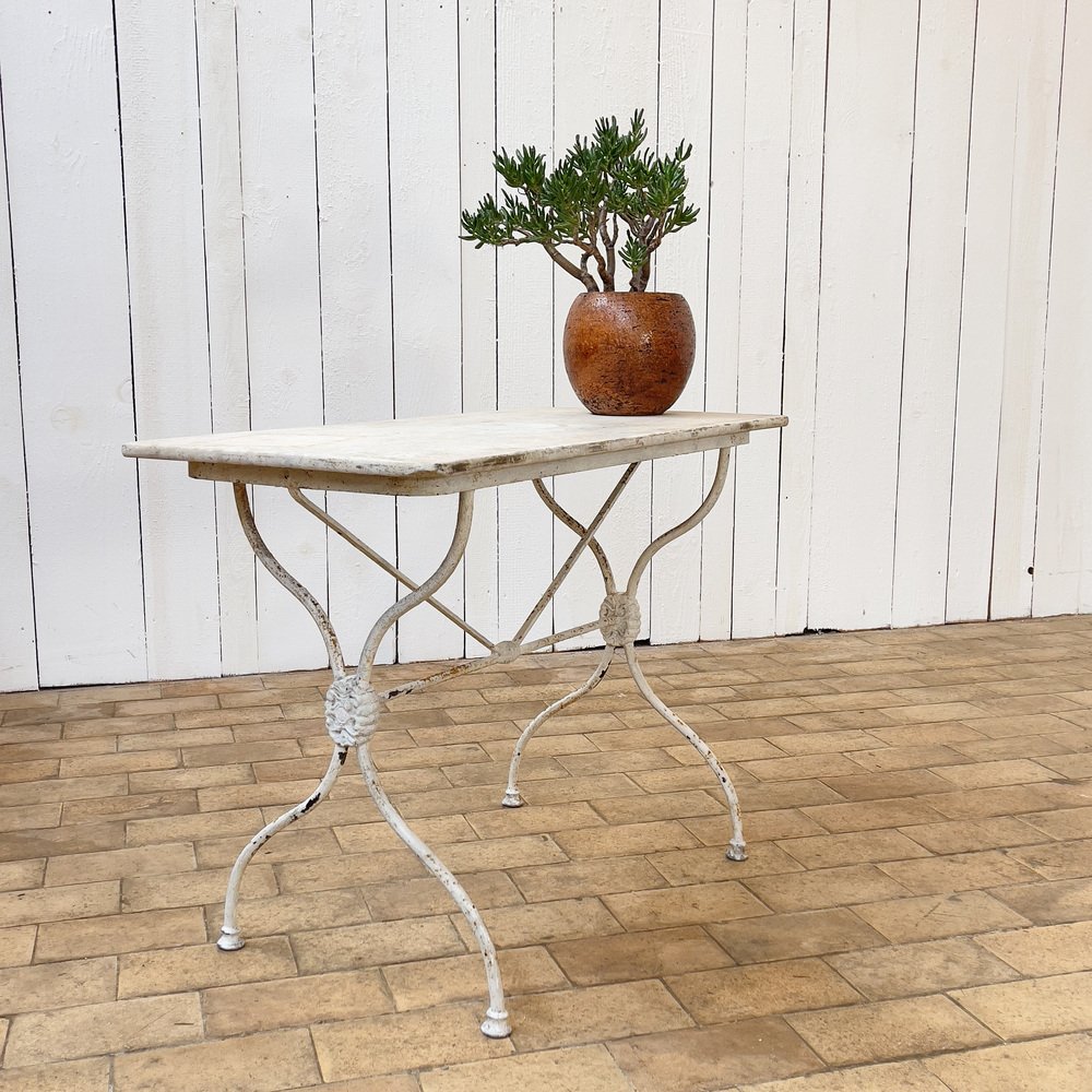 Gartentisch aus Marmor & Gusseisen, 1920er bei Pamono kaufen