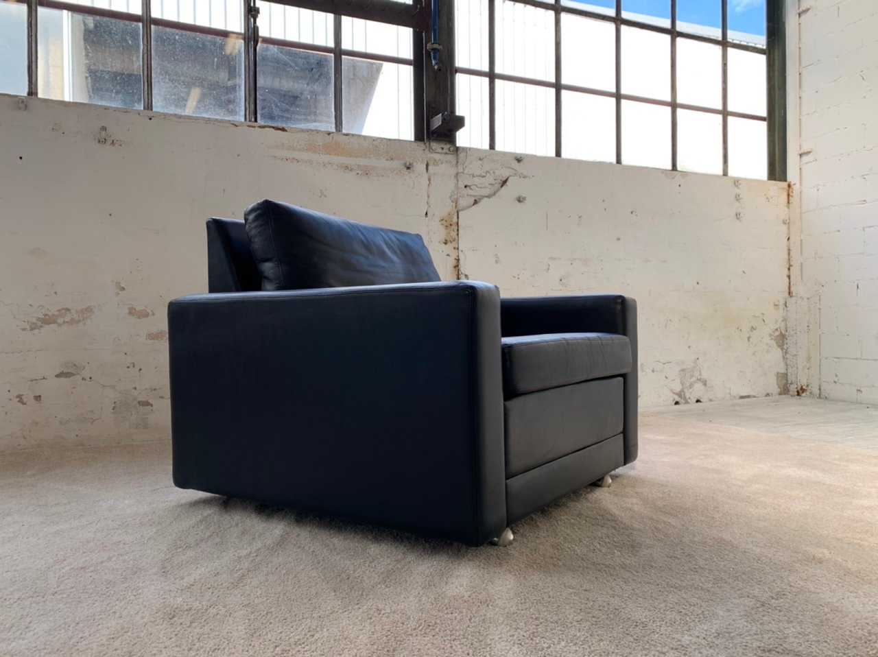 Schwarzes Nappaleder Sofa und Sessel von Hans Kaufeld für KaufeldMöbel