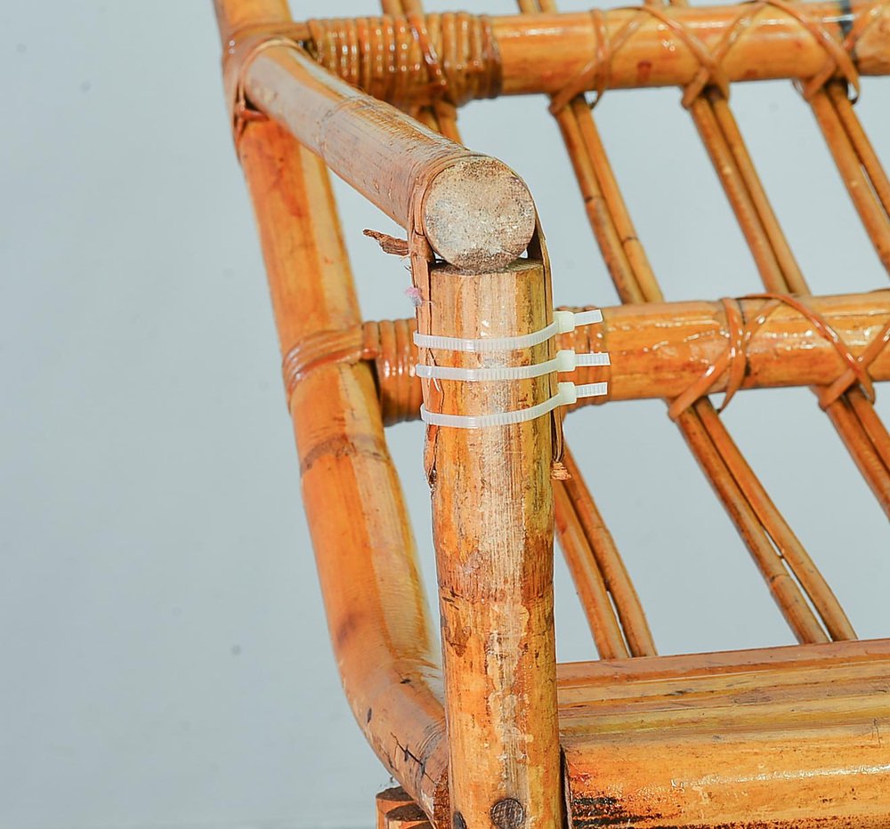 Rectangular Rattan 3Seater Sofa attributed Paul Frankl, USA, 1940s for