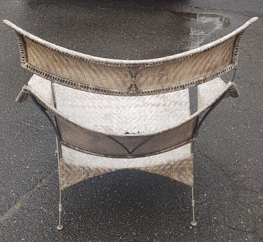 Japanese Rattan Armchair with Footstool, Set of 2 for sale at Pamono