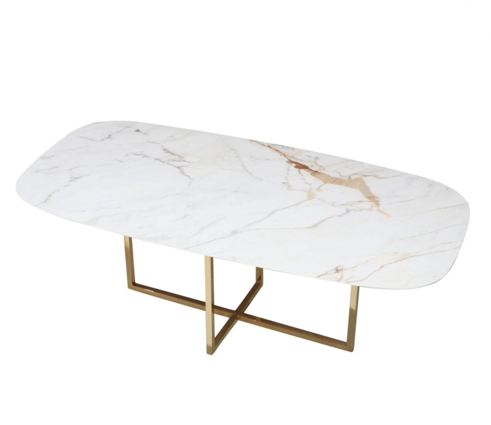 Metallic X Dining Table with Ceramic Tray from BDV Paris Design