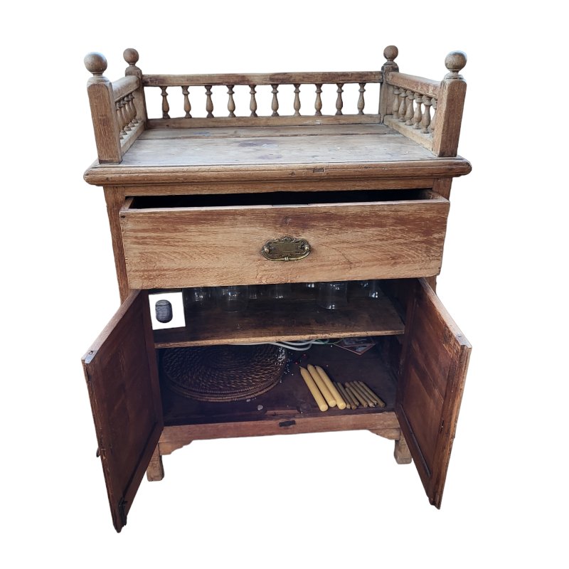 Antique Spanish Wood Cupboard with a Drawer and Doors for sale at Pamono