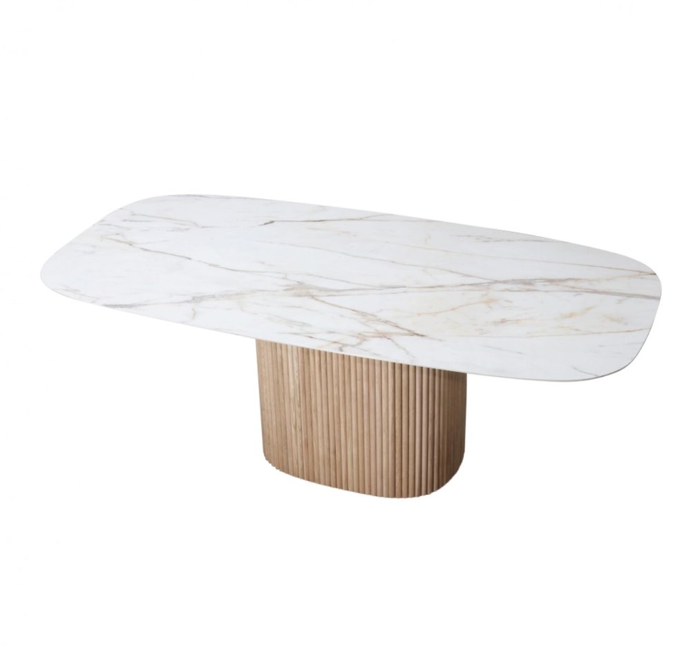 Yacht Dining Table with Ceramic Tray and Natural Wooden Foot from BDV