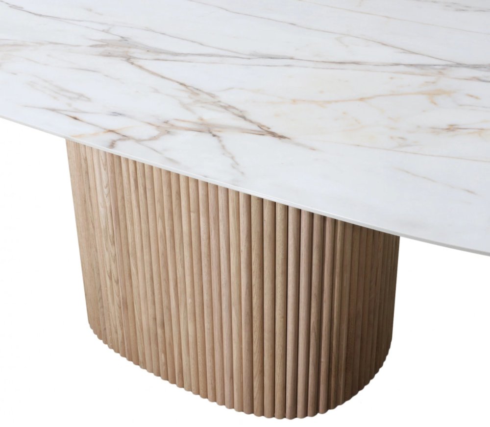 Yacht Dining Table with Ceramic Tray and Natural Wooden Foot from BDV