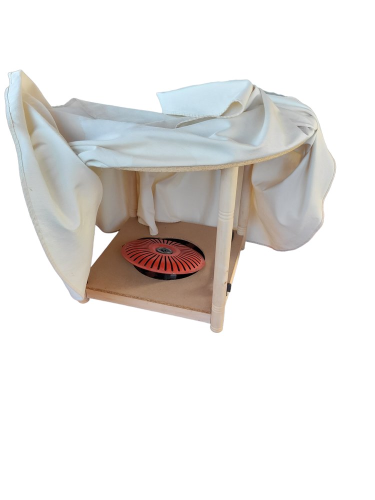 MidCentury Spanish Dining Table with Heater and Glass Top for sale at