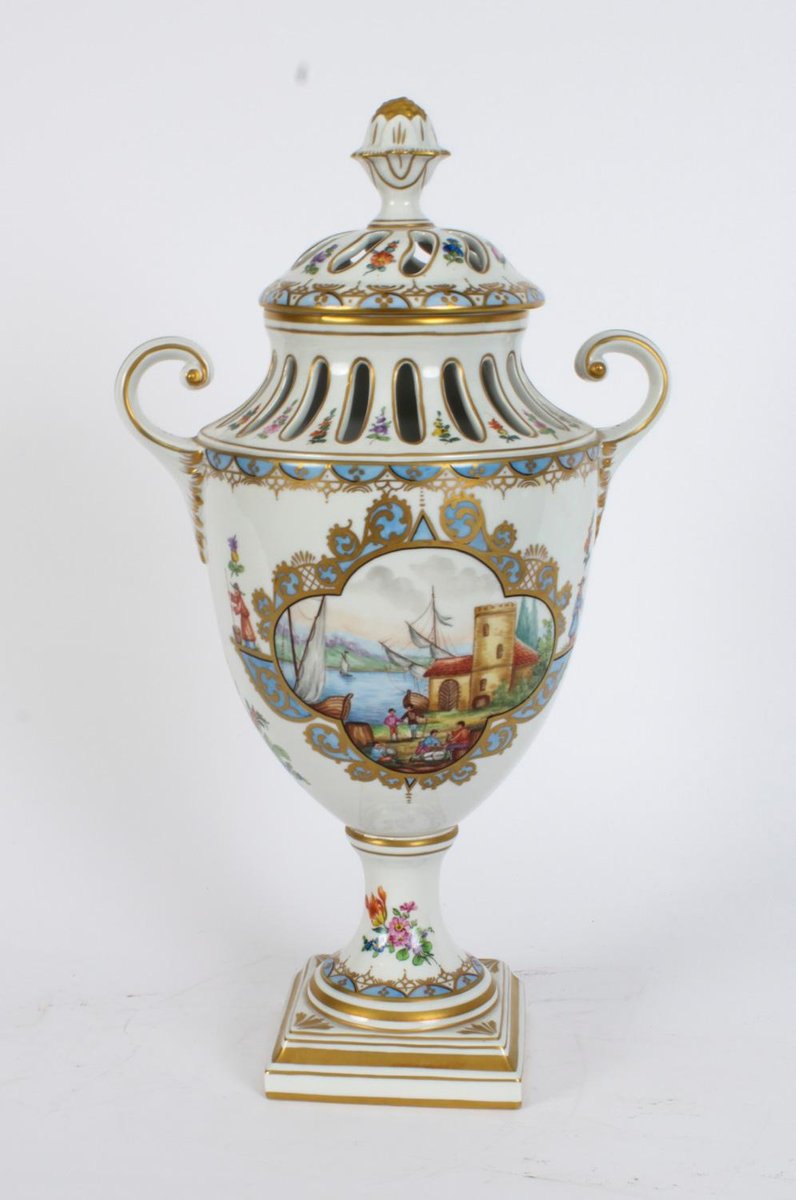 Ancien Saladier En Porcelaine De Dresde – Motif Floral – XIXe