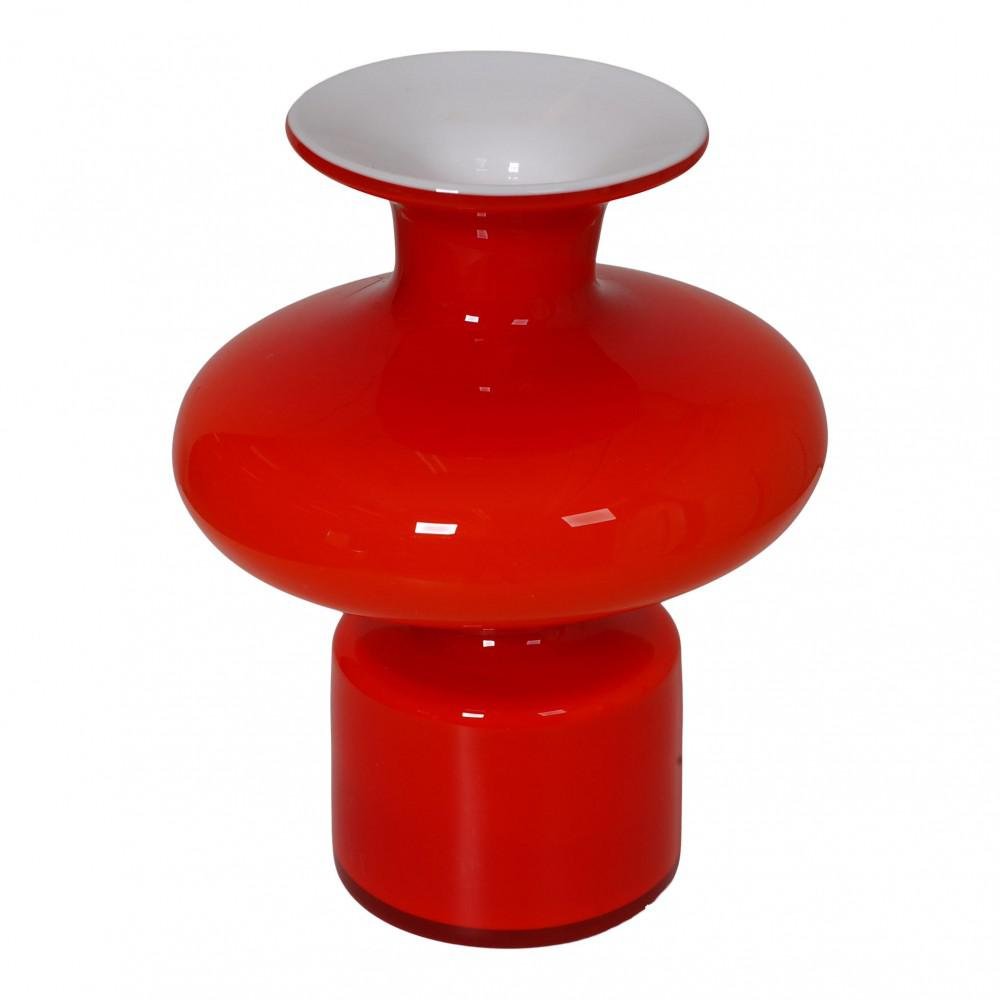 Red and White Glass Vase from Holmegaard, 1970s for sale at Pamono