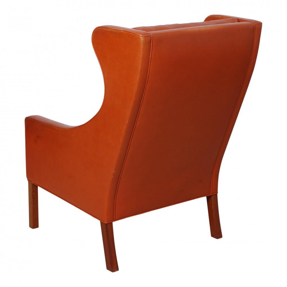 Wing Armchair in Original Cognac Leather by Børge Mogensen for Fredericia for sale at Pamono
