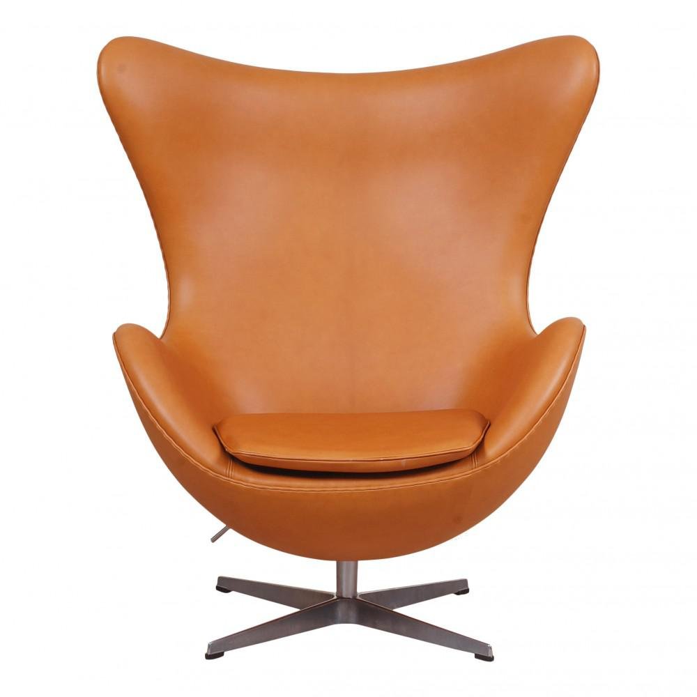 Egg Chair in Cognac Aniline Leather by Arne Jacobsen for Fritz Hansen