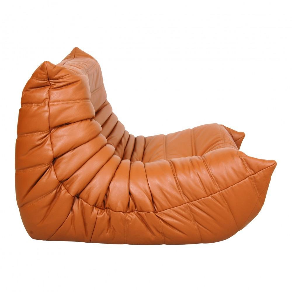 Togo Lounge Chair in Cognac Leather by Michel Ducaroy for Ligne Roset