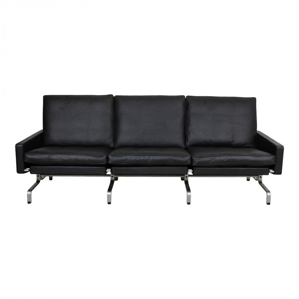 Black Aniline Leather Pk31/3 Sofa by Poul Kjærholm, 1970s for sale at Pamono