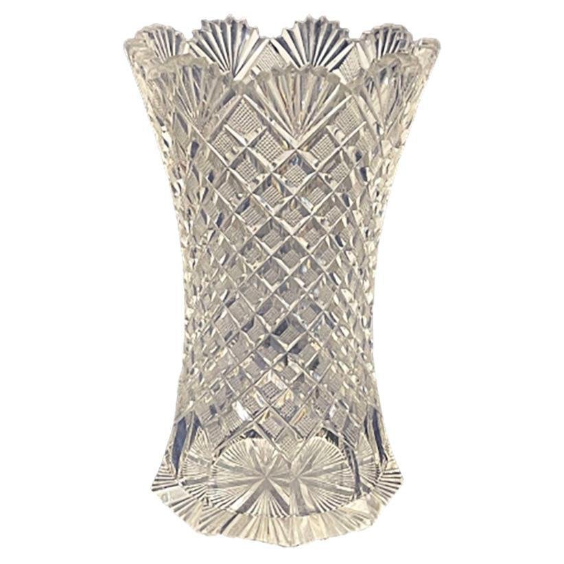 19th Century Dutch Crystal Vase with Pineapple Fan Cut for sale at Pamono