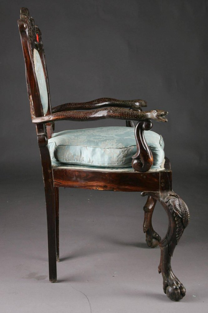 19th Century Baroque Colonial Throne Chair for sale at Pamono