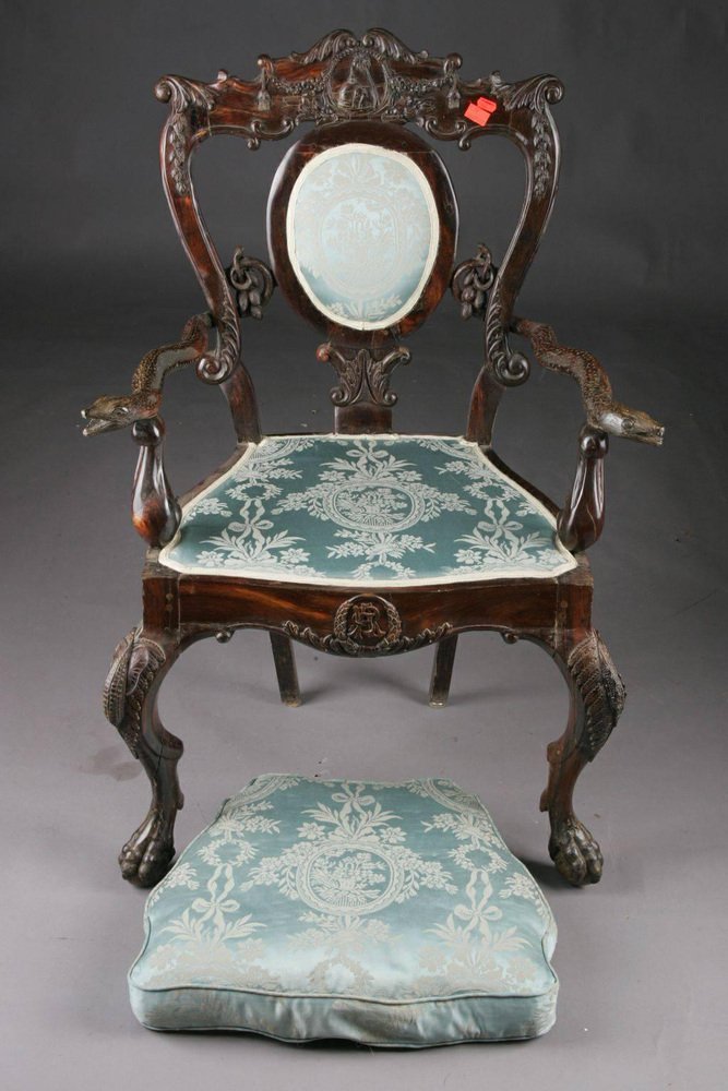 19th Century Baroque Colonial Throne Chair for sale at Pamono