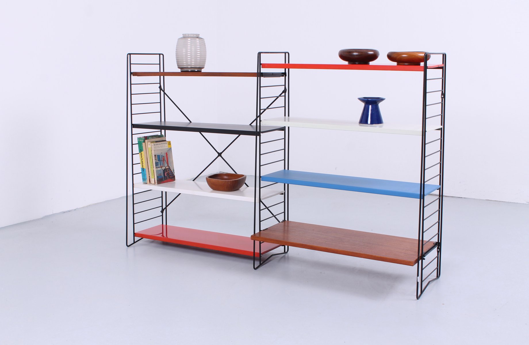 Modular Colored Metal Floor Rack by A.D. Dekker for Tomado, 1950s, Set