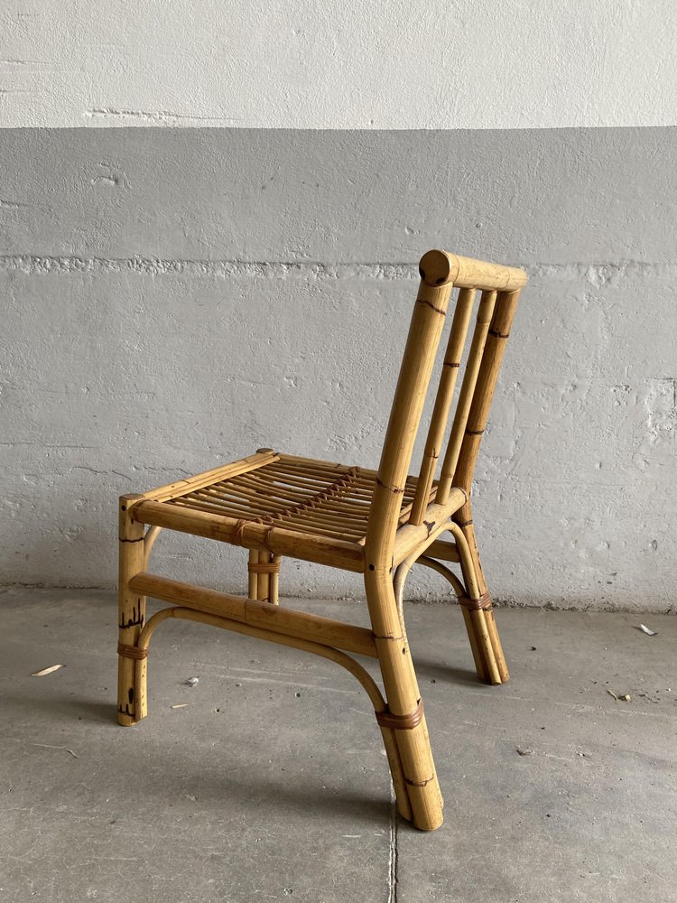 Italienische MidCentury Modern Stühle aus Bambus & Rattan, 1970er, 5er