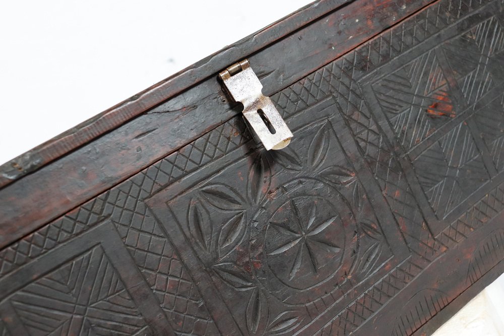 Antique Cedar Wood Treasure Dowry Chest Box, Nuristan, Afghanistan