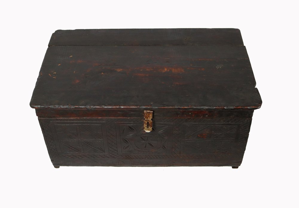 Antique Cedar Wood Treasure Dowry Chest Box, Nuristan, Afghanistan