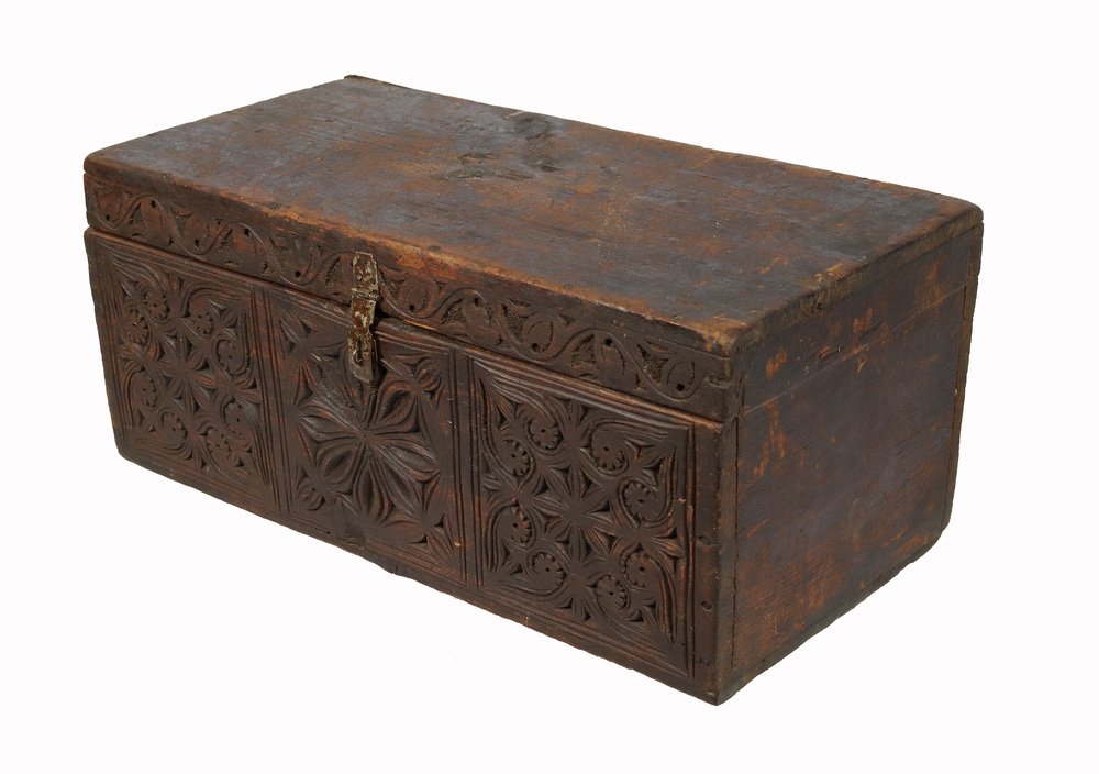 Antique Cedar Wood Treasure Dowry Chest Box, Nuristan, Afghanistan