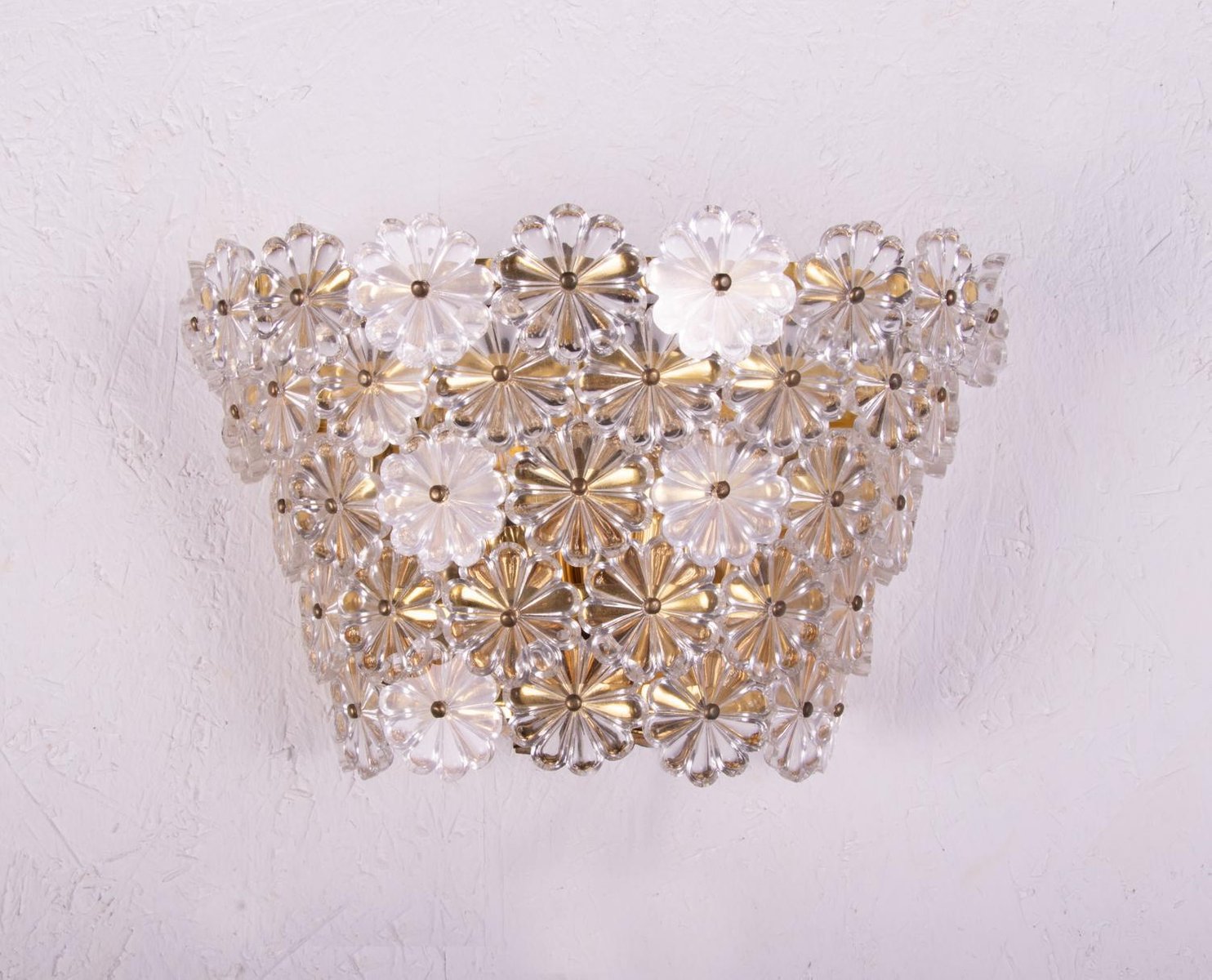 Wall Sconces with Crystal Flowers in the style of Emil Stejnar for