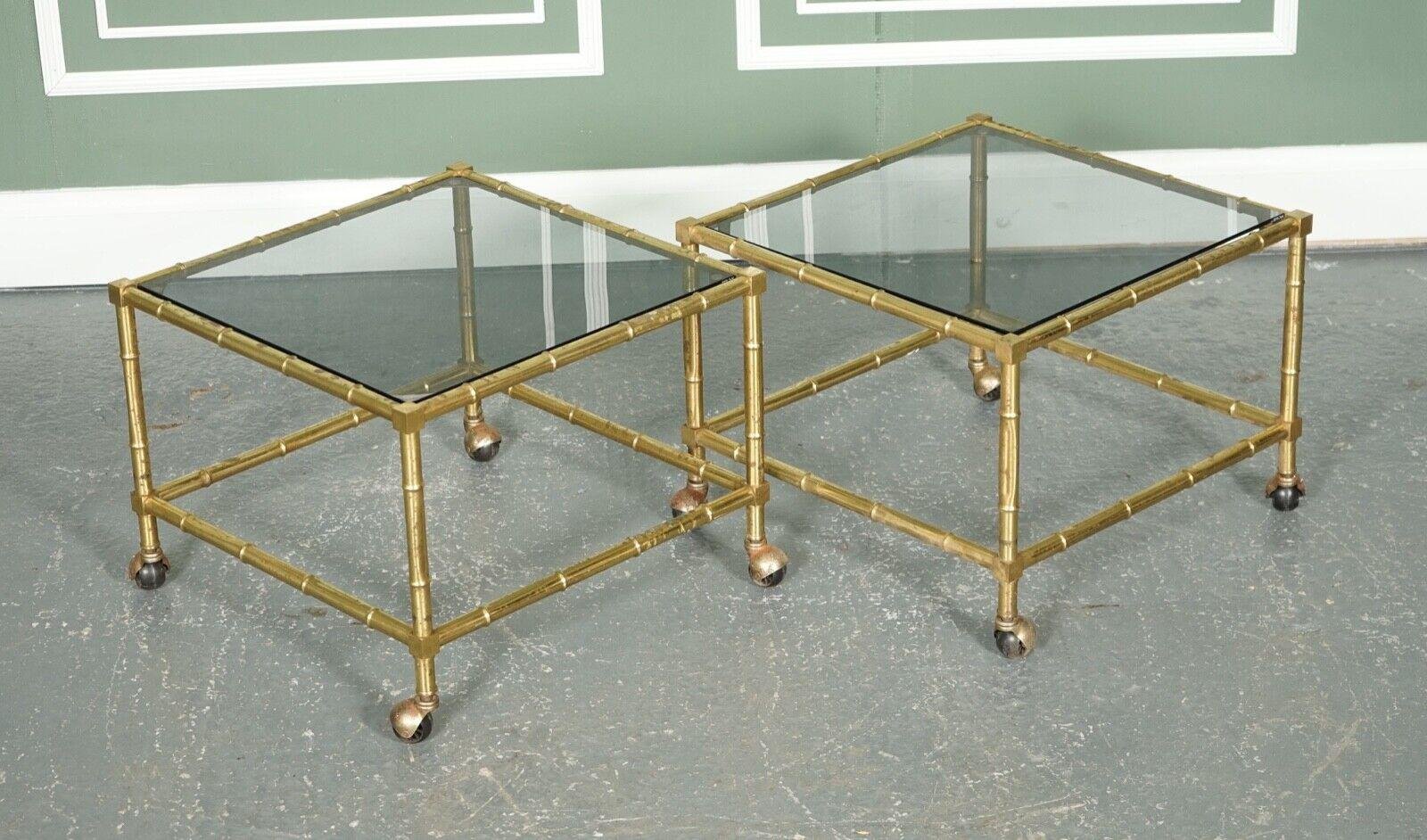 Hollywood Regency Goldene Bambus Couchtische, 3er Set bei Pamono kaufen