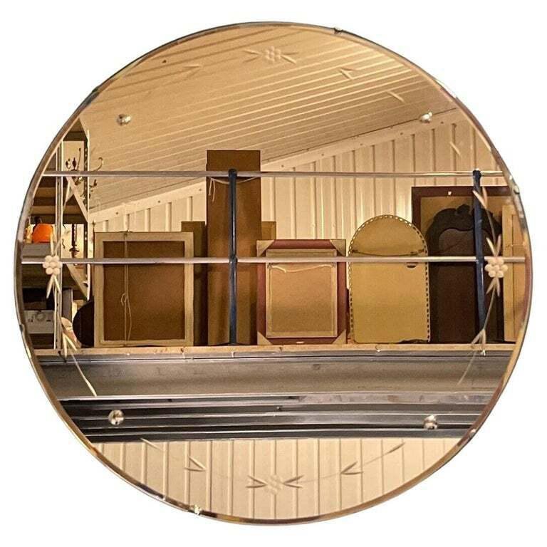 Art Deco Peach Coloured Wall Mirror, France, 1920s for sale at Pamono