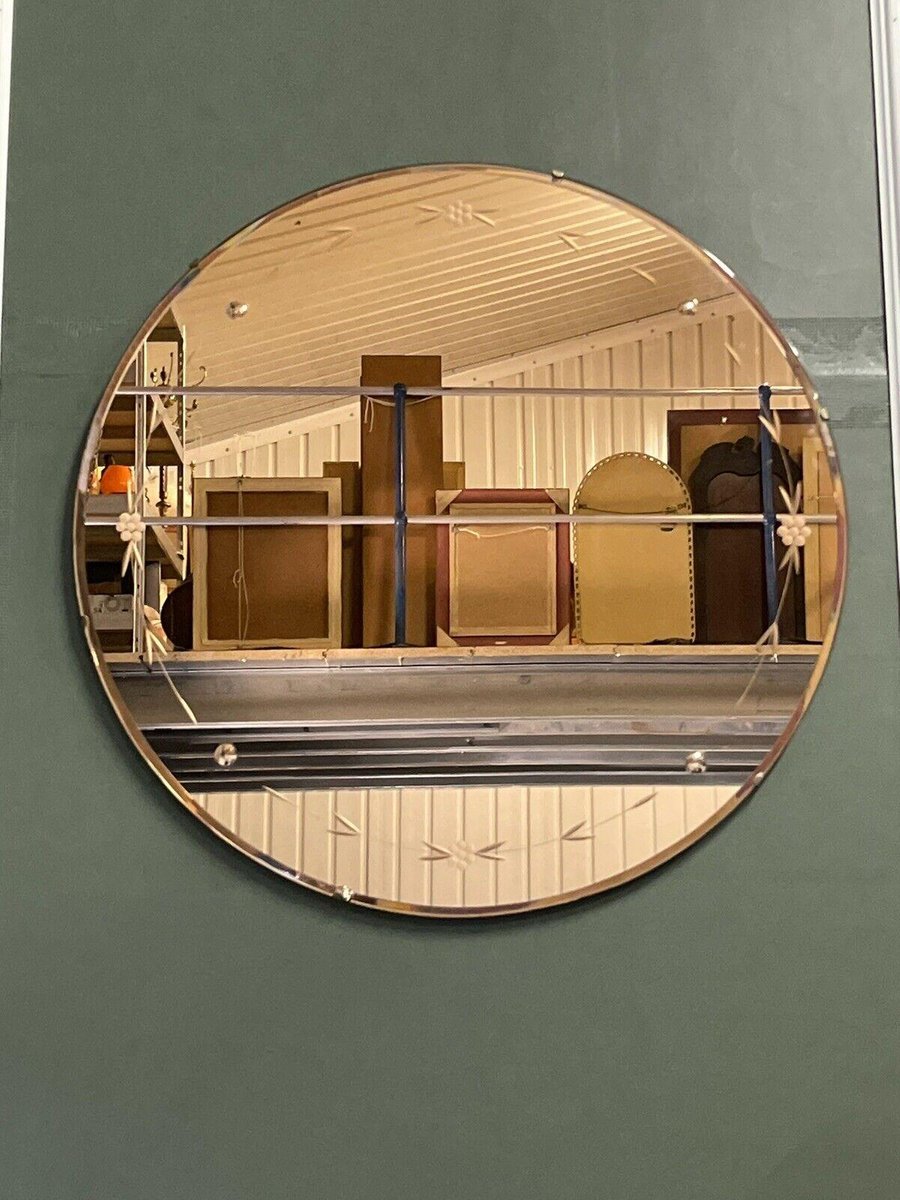 Art Deco Peach Coloured Wall Mirror, France, 1920s for sale at Pamono