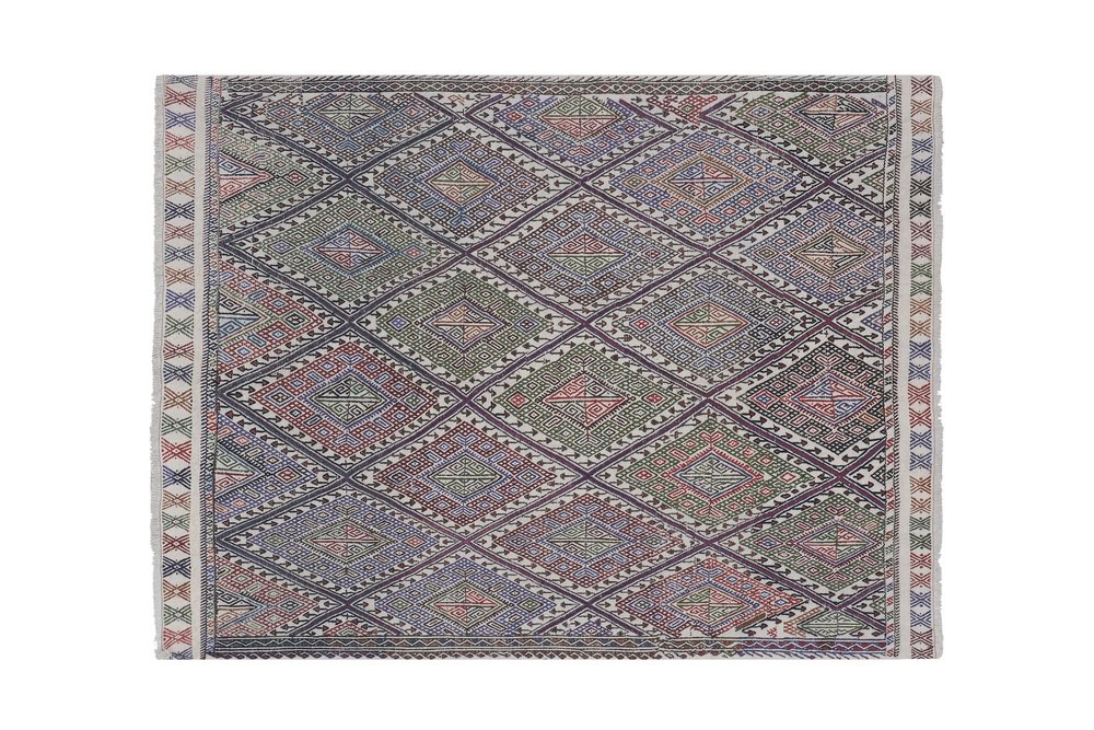 Mid-Century Turkish Full Embroidered Cicim Rug for sale at Pamono