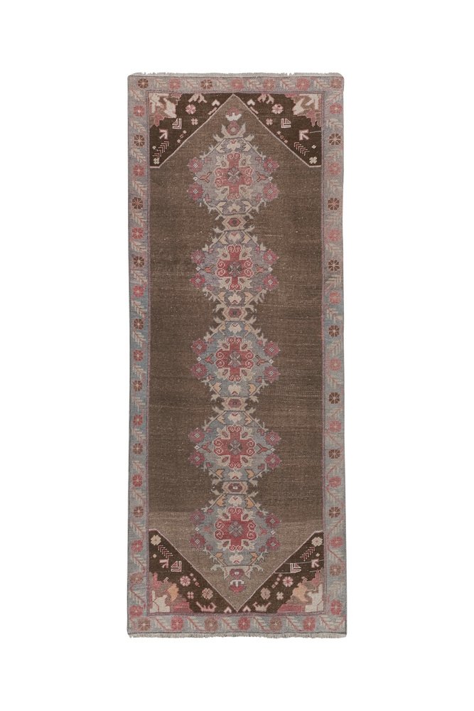Vintage Turkish Pastel Karapinar Runner Rug for sale at Pamono