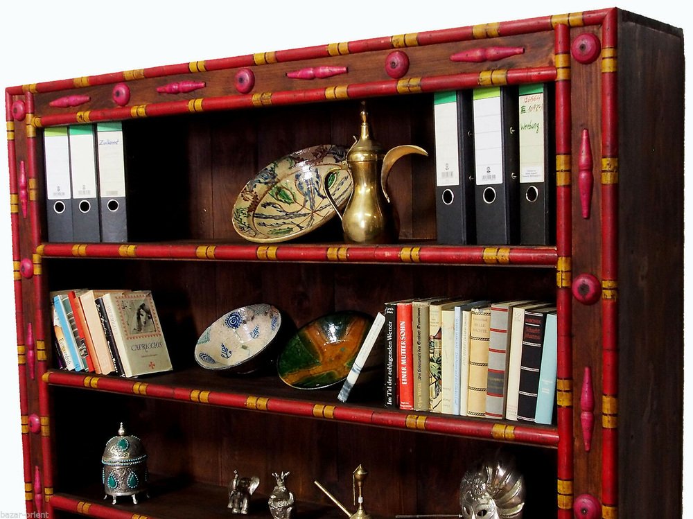 Vintage Hand Carved Wooden Bookshelf, Pakistan Punjab, 1990s for sale