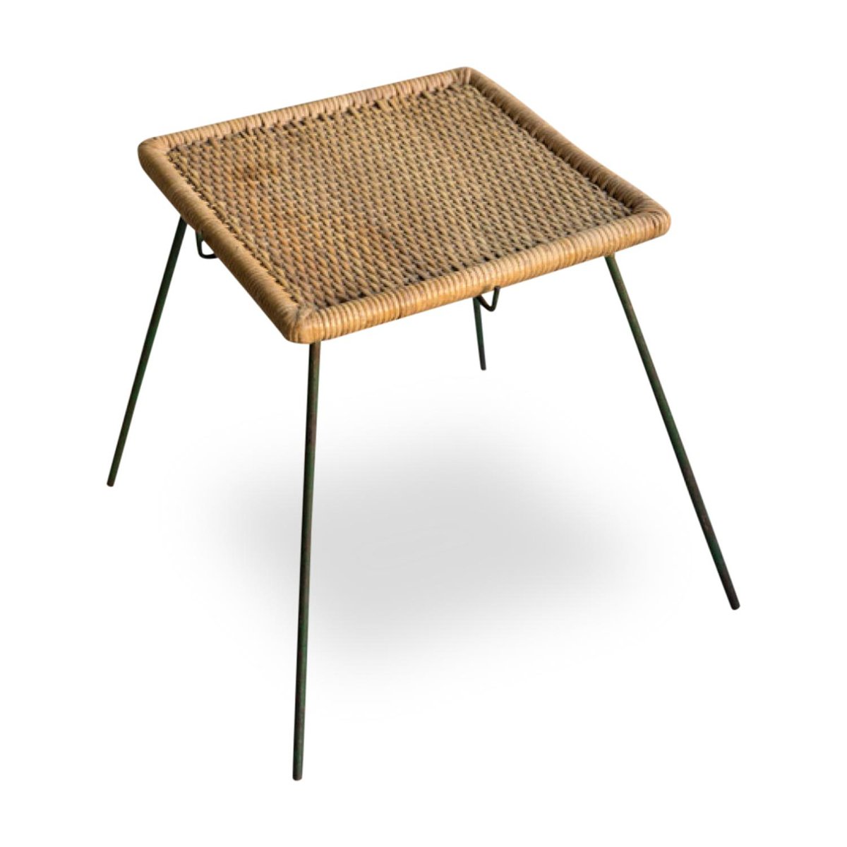 Modernist Rattan & Steel Occasional Table, 1950s for sale at Pamono