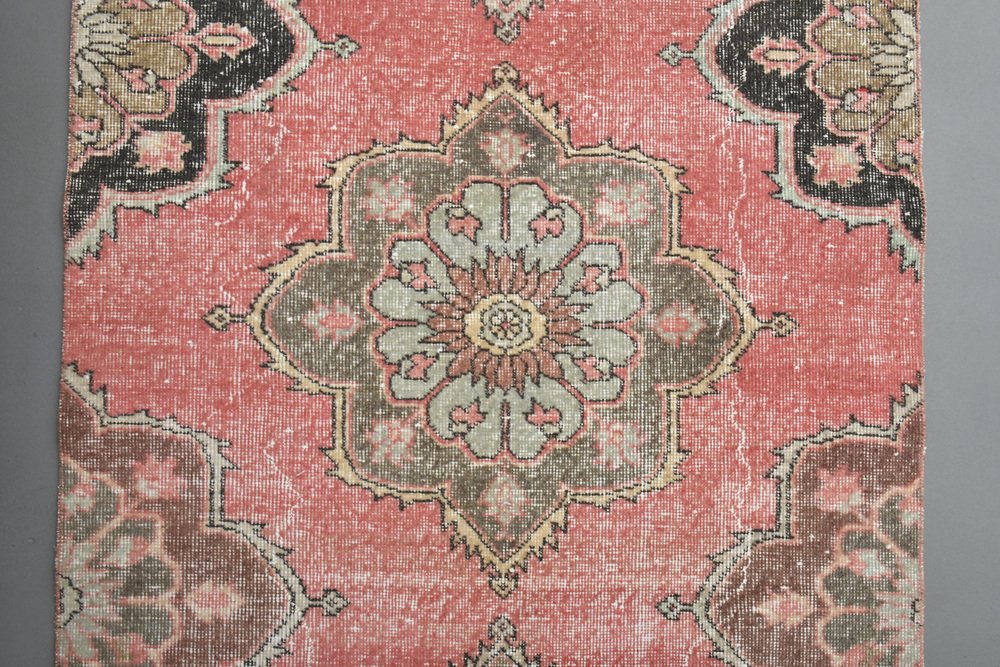 Vintage Turkish Red Wool Runner Rug, 1960s for sale at Pamono