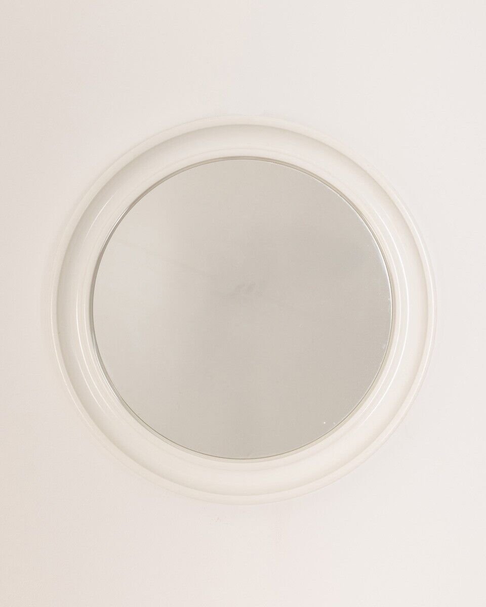 Wall Mirror in White Plastic by Carrara Matta, 1970s for sale at Pamono