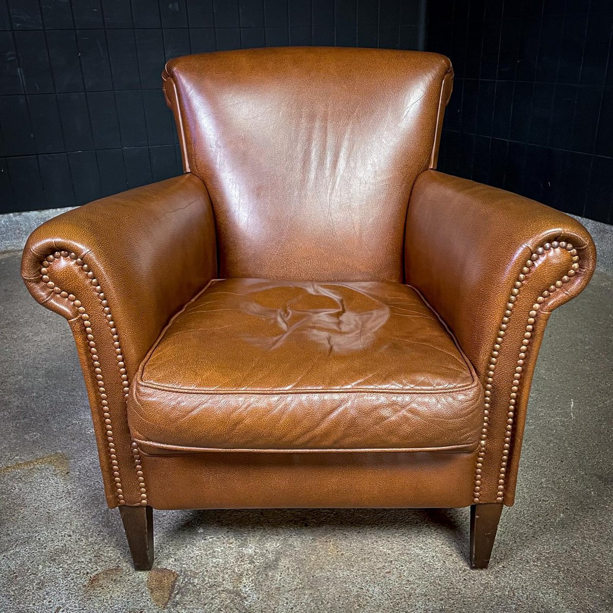 Vintage Cognac Skai Leather Armchair for sale at Pamono