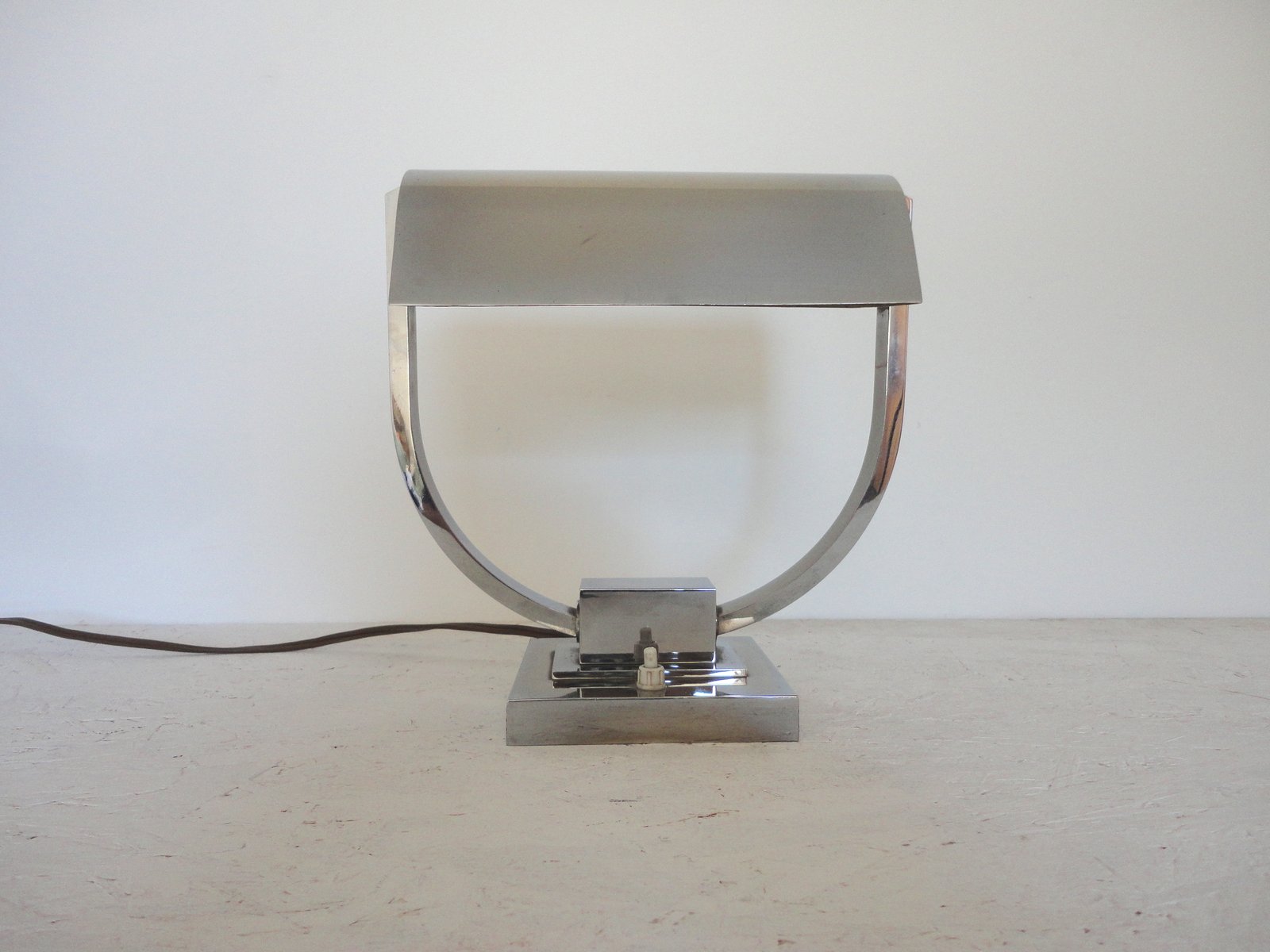 Modernist French Nickeled Brass Desk Lamp 1930s For At Pamono Modernist French Nickeled Brass Desk Lamp 1930s