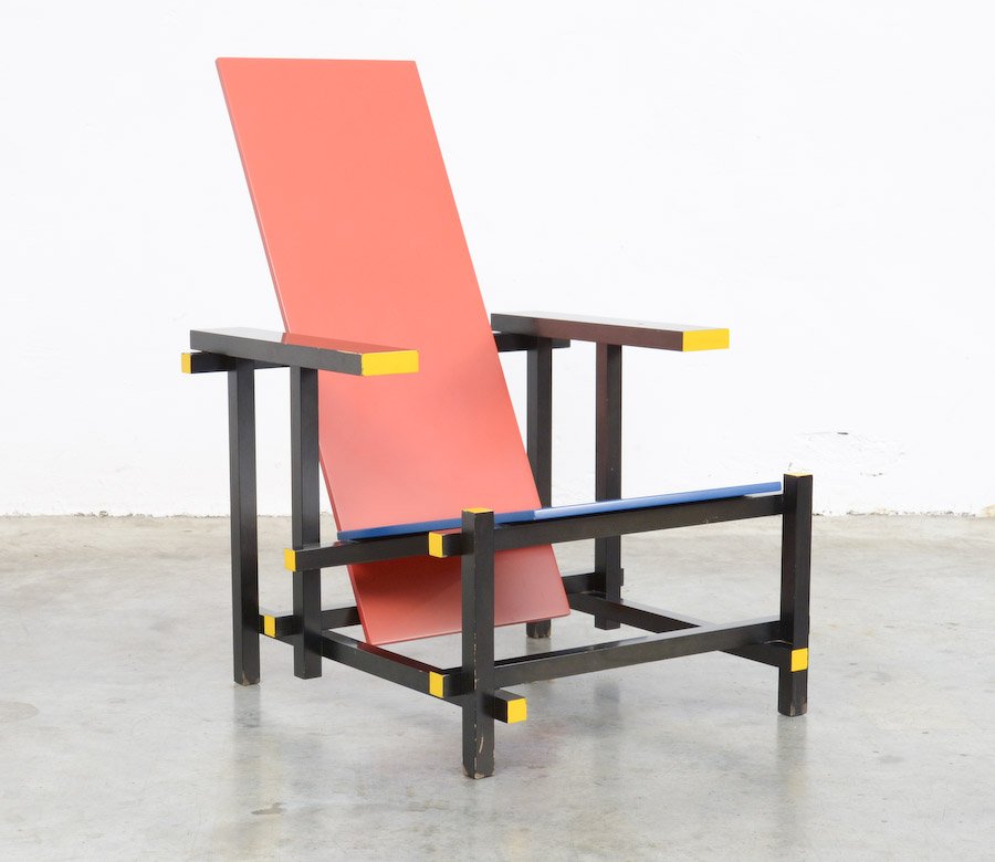 Chaise Rouge et Bleue par Gerrit Rietveld pour Cassina, 1970s en vente
