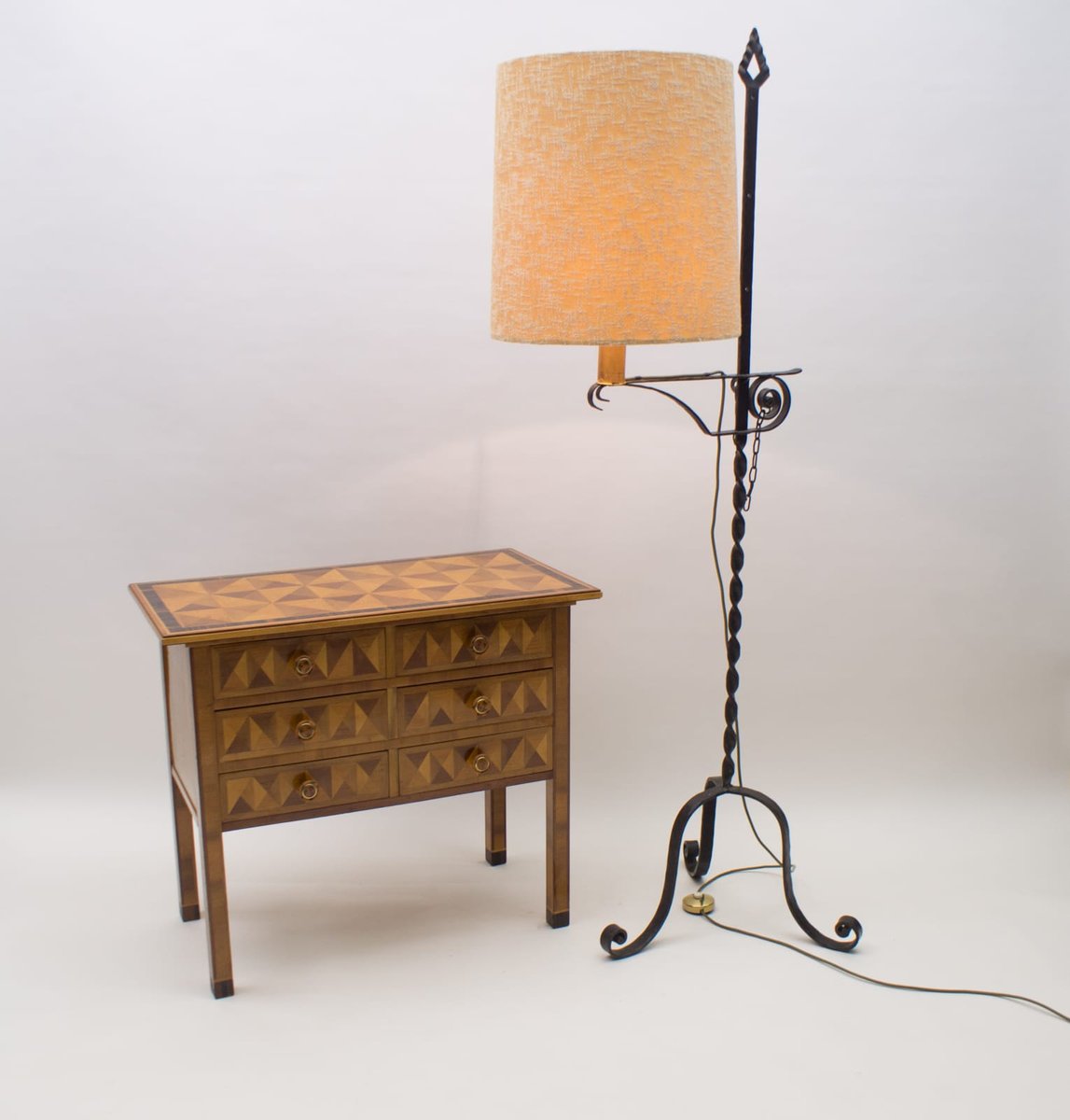 Wrought Iron Floor Lamp attributed to Raymond Subes, 1960s for sale at