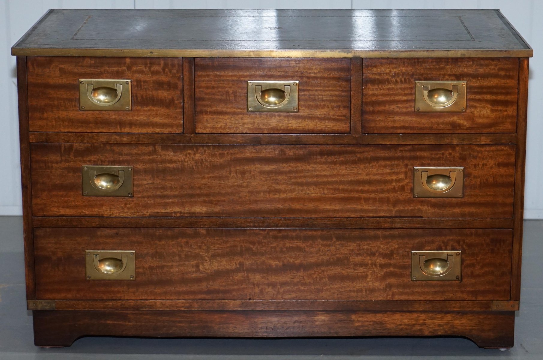 Reprodux Campaign Chest of Drawers with Leather Top by Bevan Funnell ...