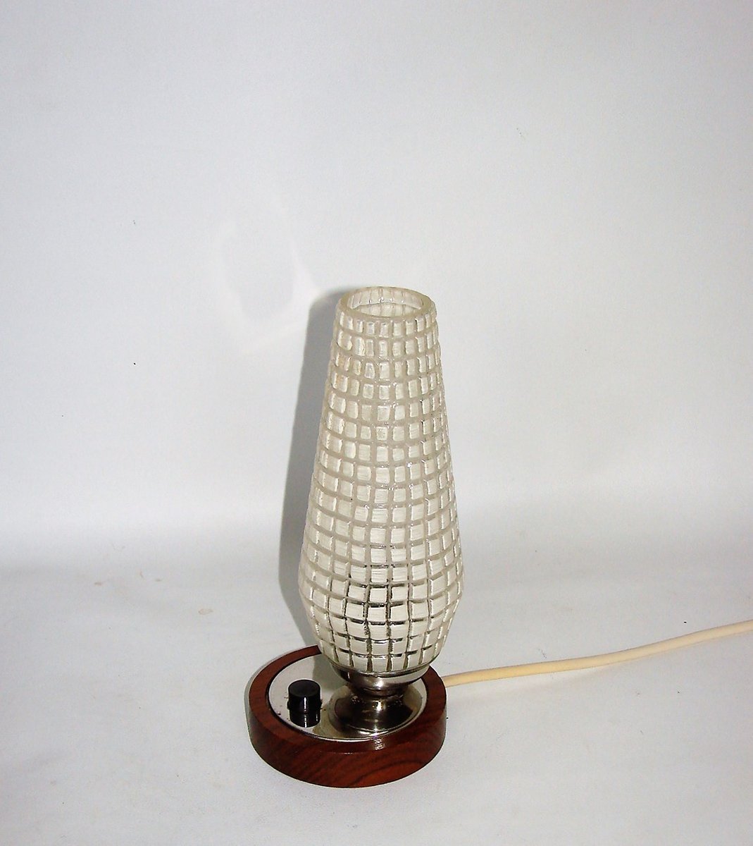 Lampe De Chevet Vintage 1960 - Chrome, Céramique Noire Et Abat-jour Argenté